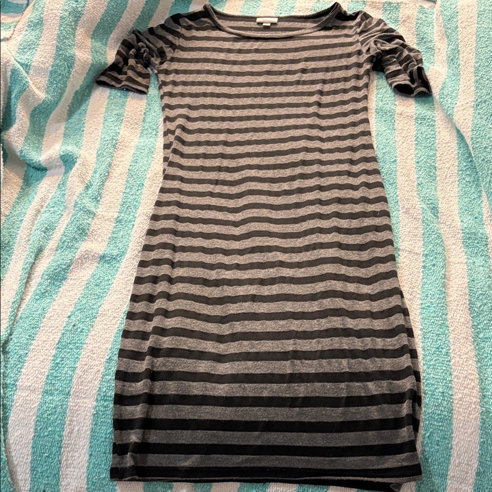 LuLaRoe Gray and Black Striped Dress